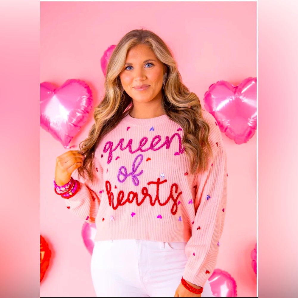 Queen of Sparkles 🩷 Queen of Hearts Sweater 🩷 Size Large